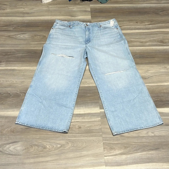 Wrangler high rise wide leg blue denim jeans size 35 PLUS NEW NWT - Picture 2 of 9